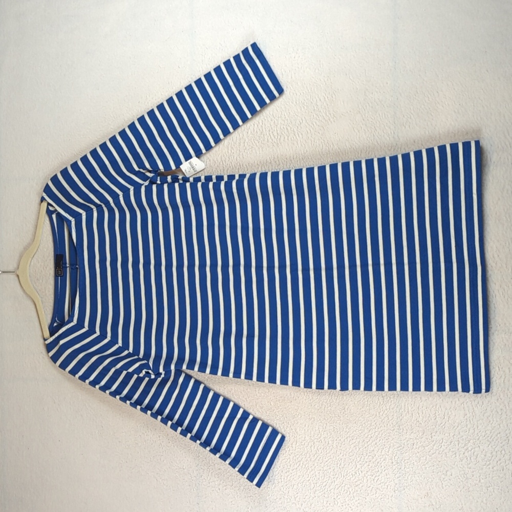 GAP Women's Blue & White Striped Long Sleeve Sheath‎ Midi Dress Size M